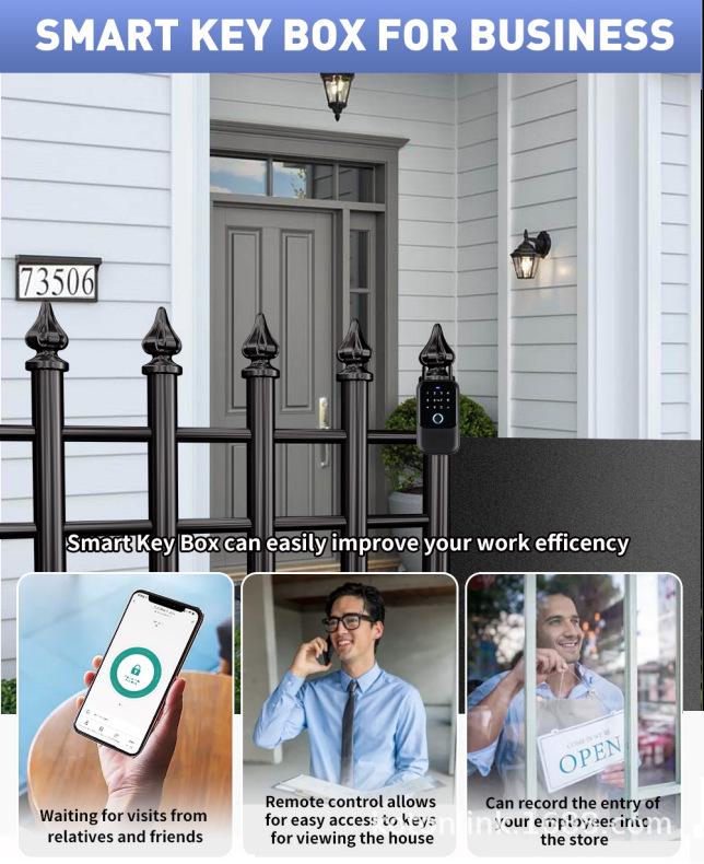 Graffiti Smart Waterproof Key Box with TUYA and TTlock - Fingerprint, Password, and App Control.