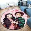 Classic Japanese-style cartoon Demon Slayer round rug, home soft decorative anti-slip yoga mat and chair mat, outdoor floor mat carpet K12