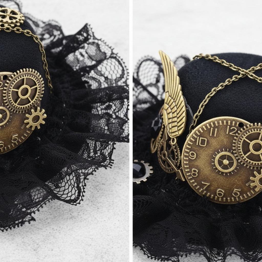 Мини-шляпа в стиле стимпанк, готическая, с зажимами, винтажный fascinator для косплееров, мода Лолита