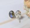 Labradorite Gemstone Stud Earring, Women Stud, Gift For Her, 925 Sterling Silver, Simple Stud