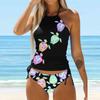 Женский купальник-бикини с бретелькой на шее, бабочкой и одуванчиком, купальник-танкини