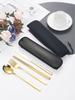 Набор столовых приборов из 4 предметов Нож Вилка Ложка Палочки для еды Коробка Столовые приборы Портативные столовые приборы Дорожные столовые приборы с коробкой