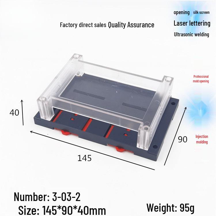 Gray/White Standard DIN Rail Control Enclosure Instrument Chassis with Solid Top Cover (No Holes) - Model 3-03-2:1459040.