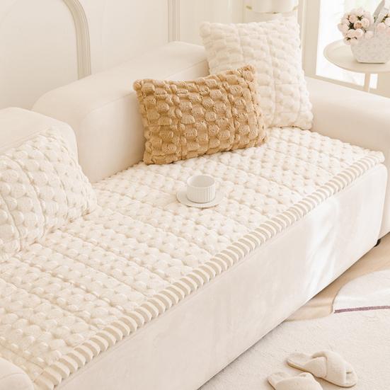 Thick Plush Couch Cover Fuzzy Pet Couch Cover Winter Non Slip Warm Sofa Slipcover Couch Protector for Multiple Cushions