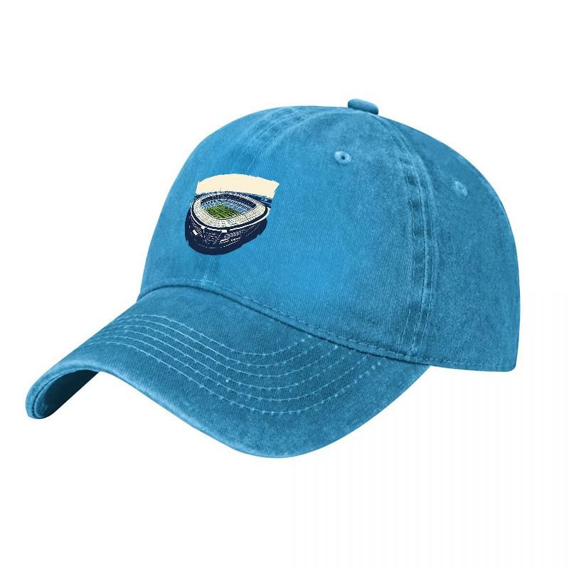 Washed Canvas Baseball Cap with Stadium Logo Embroidery Classic Vintage Style Adjustable Fit for Unisex and Women