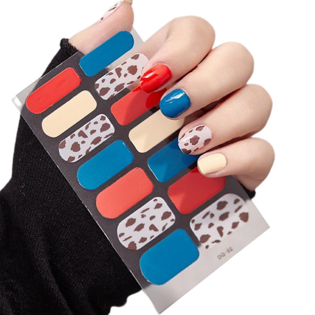 Stick On Nail Polish Strips Glitter Plaid Solid Self Adhesive Nail Stickers Self-Ashesive Nail Art Sets for Women Girls