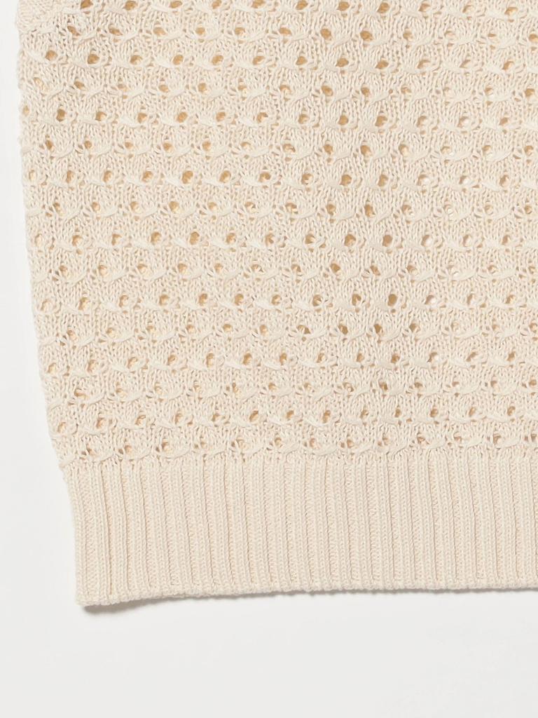 Beams Men's Mesh Knit Vest, Natural, Size L, 11050252803