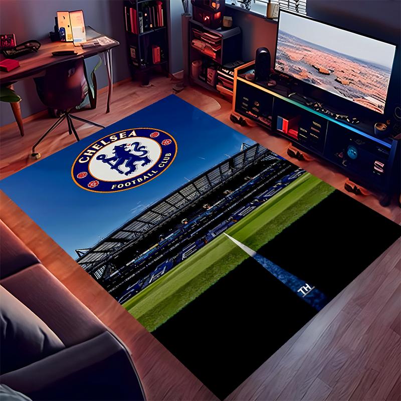 1pc Chelsea FC logo Print Area Rug - Soft,Washable Non-Slip Indoor Mat for Office Chairs,Living Room,Home Office Decorative Rug