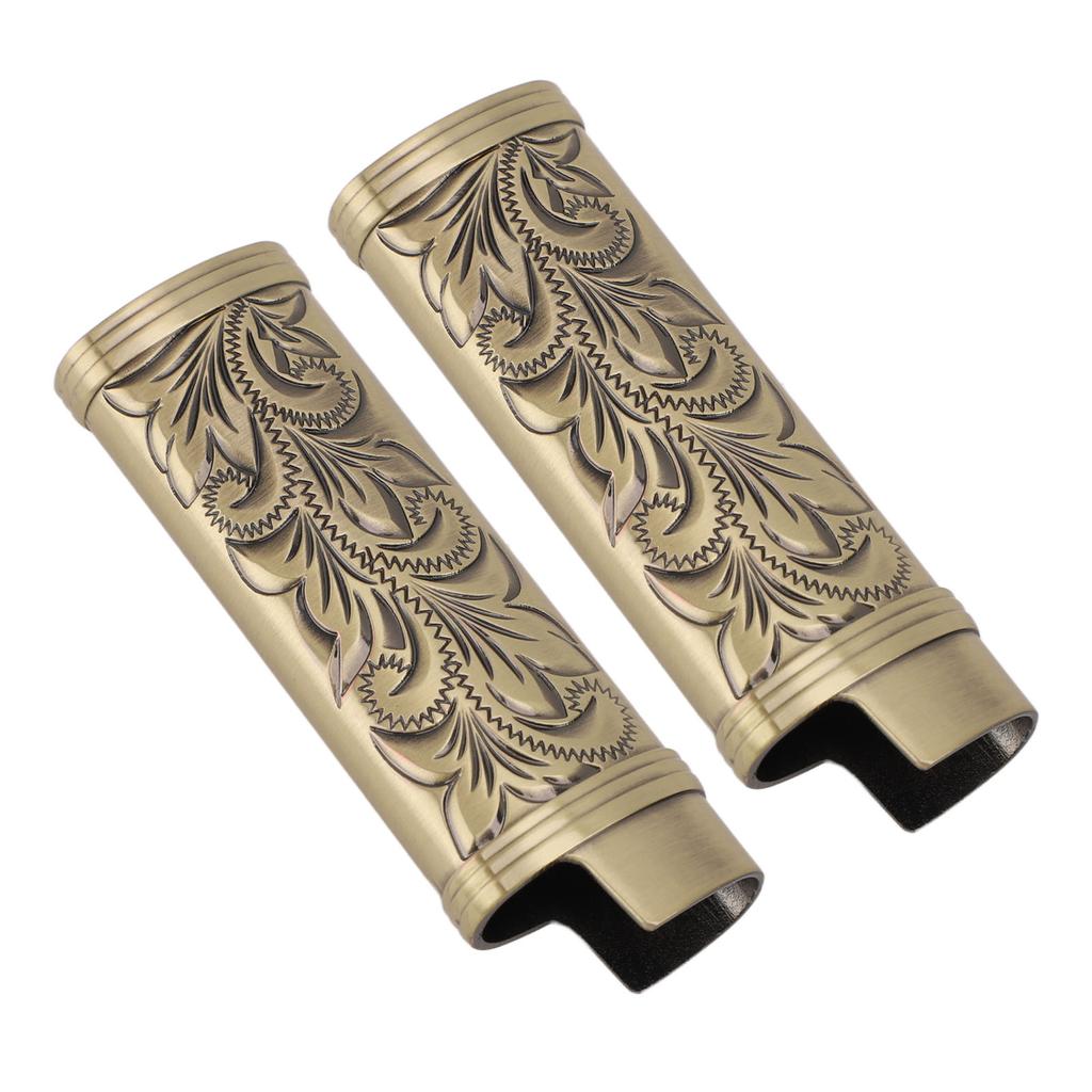 2Pcs Lighter Case Zinc Alloy Lighter Storage Container Floral Pattern for Outdoor Camping Hiking