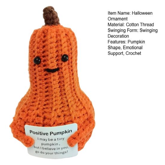 Halloween Pumpkin Decoration Crochet Pumpkin Hug Handmade Positive Energy Ornament for Mental Health Support