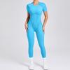 European & American 3D Backless Short Sleeve Jumpsuit - Autumn/Winter Yoga Activewear