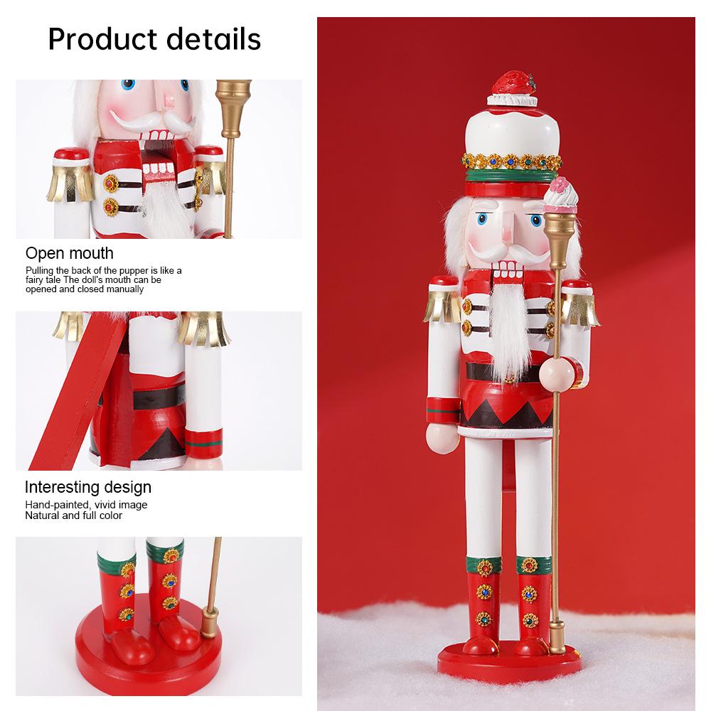 2Pcs 38CM Christmas Nutcracker Soldier Desktop Ornament Candy Series Wooden Handicraft Puppet Christmas Gift Home Decoration