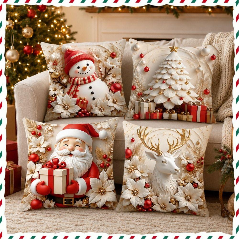 Detachable Soft Christmas Pillow Covers 45x45cm Christmas Themed Pillow Case Sofa House Room