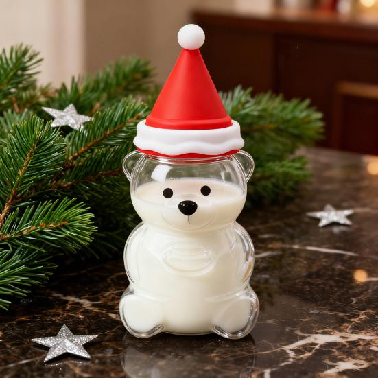 Yousheng Bear Glass Cup with Spill-Proof Lid And Straw Cute Bear Tumbler for Coffee Smoothies Juice Hot Cold Drinks Reusable Leak-proof Drinkware