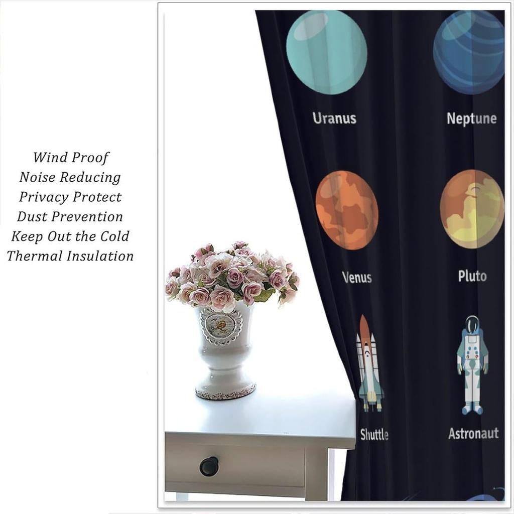 Детские шторы с алфавитом ABC, мультяшные, космос, слова, забавные, образовательные, для обучения, затемняющие, оконные драпировки для спальни, гостиной, кухни, кафе, декор