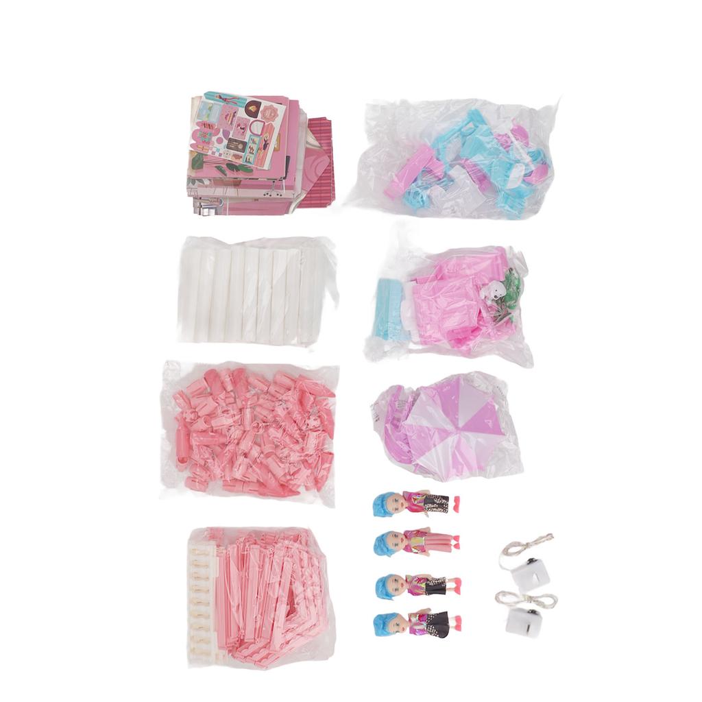 Миниатюрная модель виллы кукольного домика со светодиодной подсветкой, способствующей социальному взаимодействию, 14 комнат, электрический кукольный домик