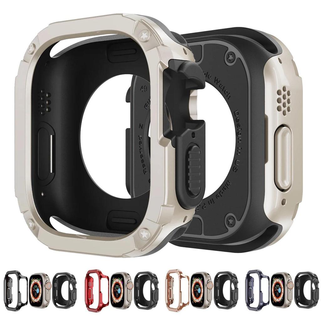 Чехол 2 в 1 для Apple Watch Series 10/9/8/7/SE/6/5/4 Ultra 46 мм 42 45 40 44 49 мм TPU + PC Ударопрочный Защитный Бампер для iwatch