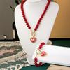 Crystal Necklace Bracelet Set Beaded Pearl Necklace Set Sweet Heart Pendant Jewelry Set  Banquet