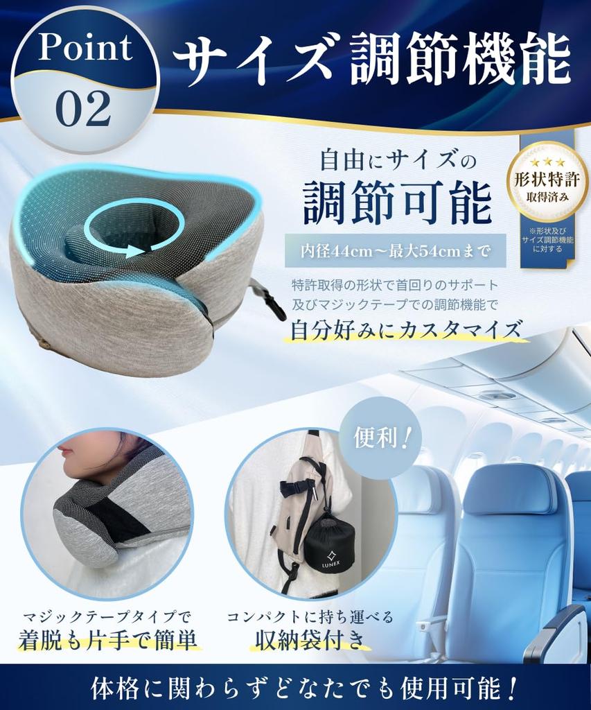 Запатентованная форма, регулируемый размер по шее, дорожная подушка для комфортного сна, легко крепится и снимается, компактная для переноски.