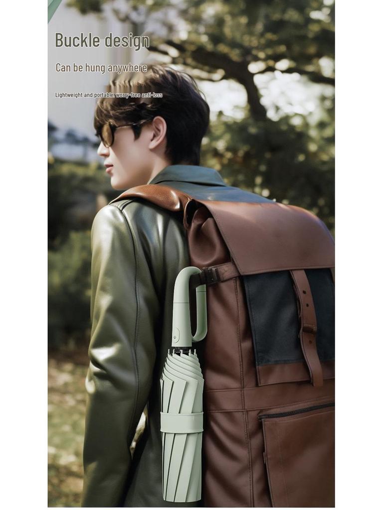 Extra Large Windproof Fully Automatic Loop Umbrella: Sturdy, Reinforced & Compact for Sun and Rain