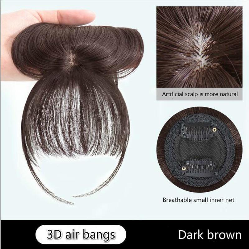 3D Французская челка Парик Женский Невидимый Для Коррекции Лица Накладная Челка Натуральный и Бесшовный Головной Парик Круглое Лицо