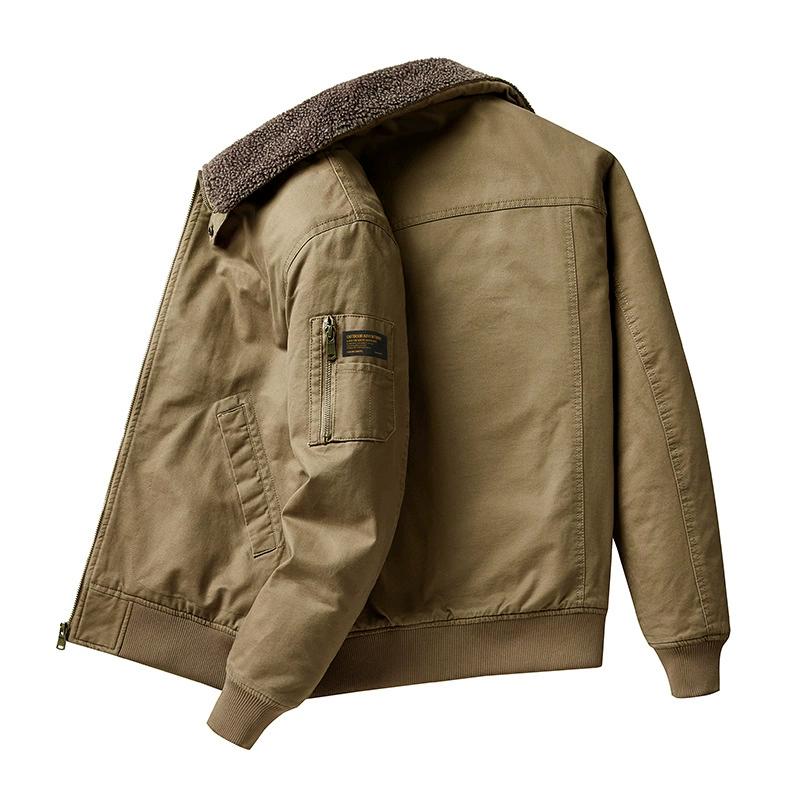 Осенне-зимняя утолщенная теплая ветровка, мужская куртка-пилот, шерстяная куртка, мужская осенне-зимняя толстая теплая куртка-бомбер, пальто