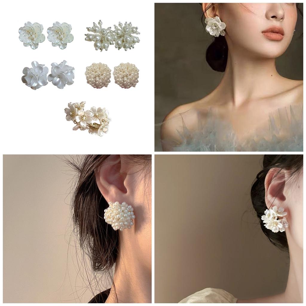 Модные украшения для ушей Милые серьги-пусеты Стильные серьги-пины Красивые серьги-цветы из АБС-пластика Серьги с бисером для уникальных стилей