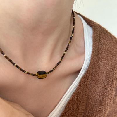 Винтажное ожерелье из бисера Майяра с тигровым глазом, женское, не выцветающее, премиум-класса, с цепочкой для ключей, подвеска Niche