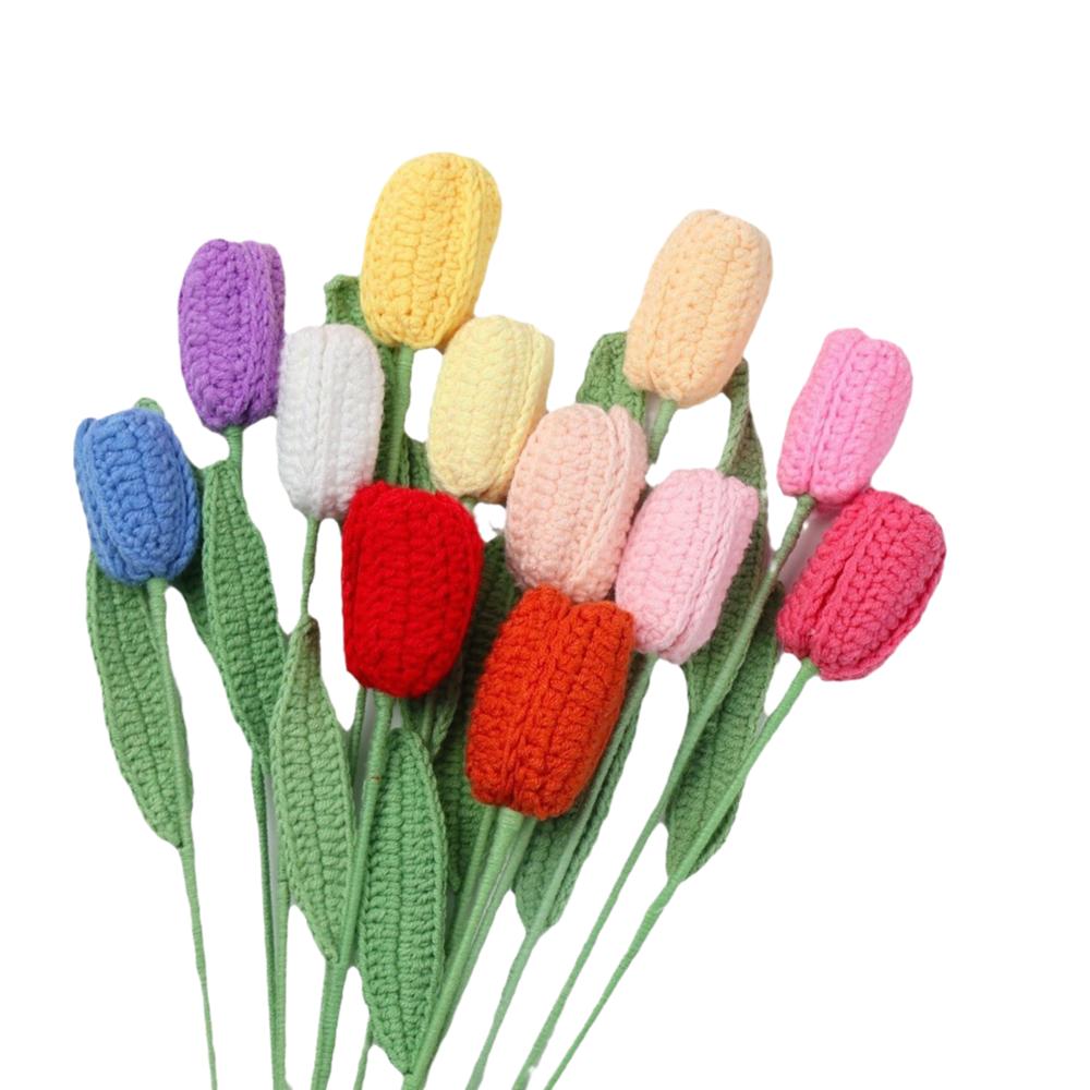 Creative Finished Knitted Tulips Flower Crochet Flowers Handmade Plant Party Decor
