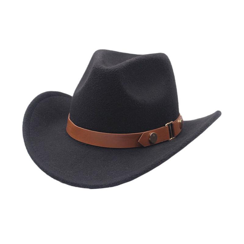 European, American and Western Denim Hats Men's Riding Hats Outdoor Belt Accessories Travel Bent-brimmed Wool Top Hat