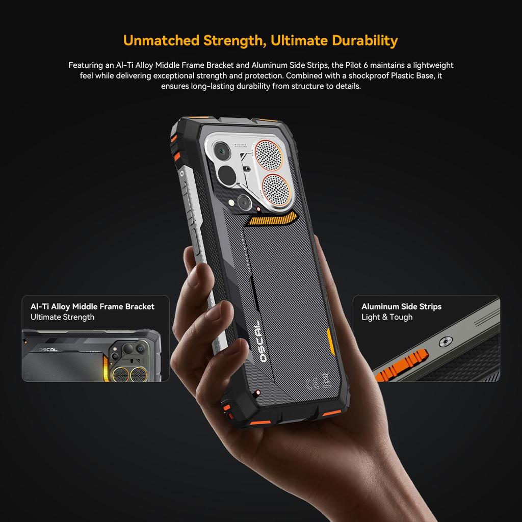 OSCAL PILOT 6 Rugged Mobile Phone with Thermal Imaging 48GB+256GB Android 16 10000mAh Smartphone