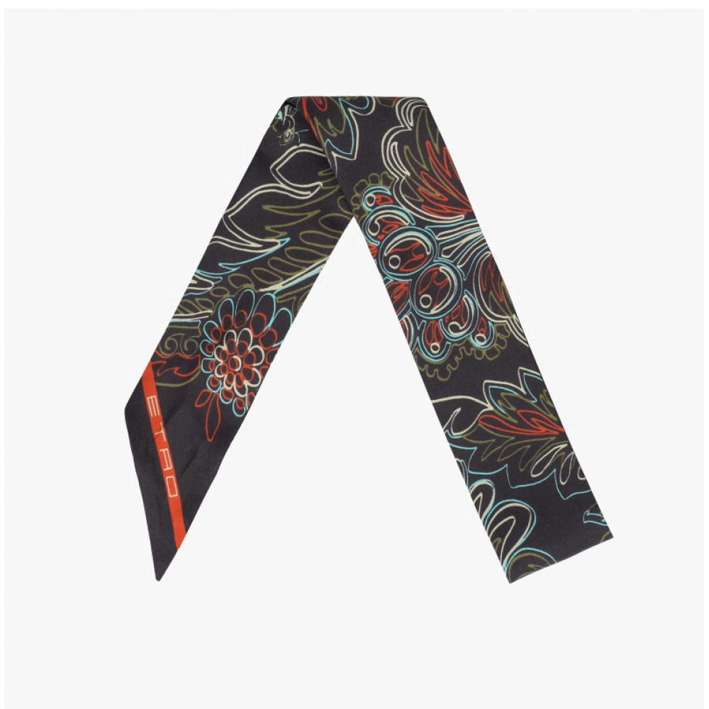 Шелковый твиловый шарф Etro Paisley Skinny M0019