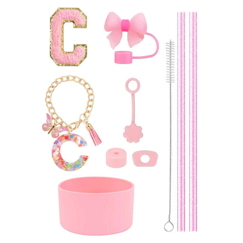 Набор из 10 аксессуаров для стакана Stanley 30 унций 40 унций: крышка для соломинки, крышка, чехол, стоппер от проливания, брелок с буквой, наклейка