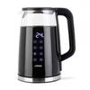 Цифровой чайник с регулируемой температурой - Емкость 1,7 л - Мощность 1850-2200 Вт - Корпус из боросиликатного стекла