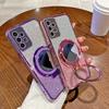 Bling Magnetic Phone Case For Samsung Galaxy A11 A12 A13 A14 A15 A16 Glitter Mirror Stand Silicone Protector Soft Cover A16 Case