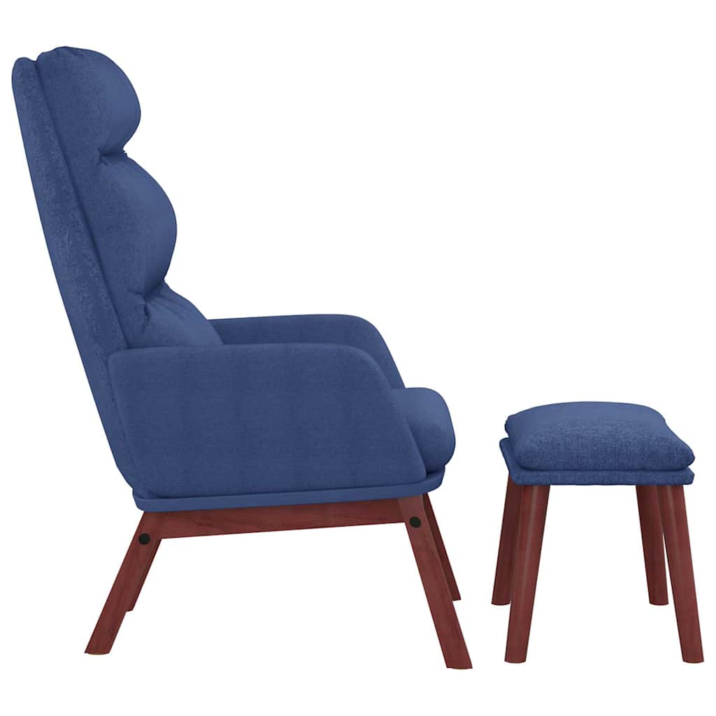 Recliner Chair with Ottoman Blue Fabric