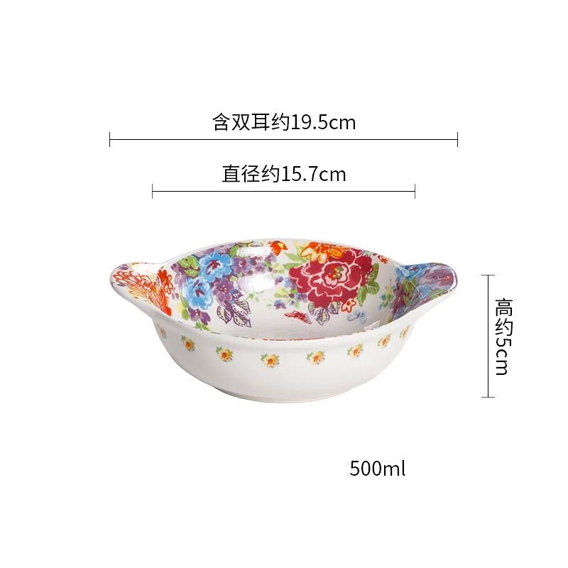 Цветная роспись Цветочные керамические миски Креативные необычные рестораны Фруктовая салатница Изысканная миска Набор тарелок Бытовая посуда