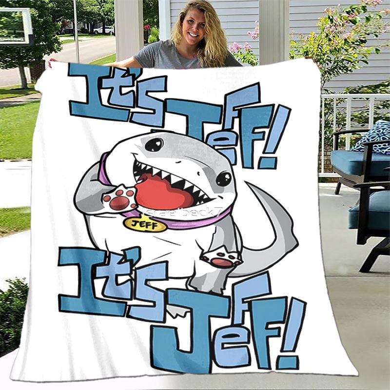 1pc Blanket Jeff the Land Shark1 Print Design, Lightweight Blanket for Sofa, Bed- Soft &Warm, Gift for All Seasons like Christmas, Halloween