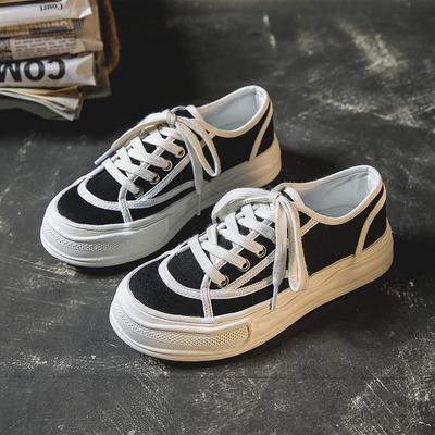 Модная парусиновая обувь для женщин 2024 Осень Платформа Повседневные женские кроссовки Дамские Ретро Плоские На шнуровке Вулканизированная обувь Zapatos De Mujer