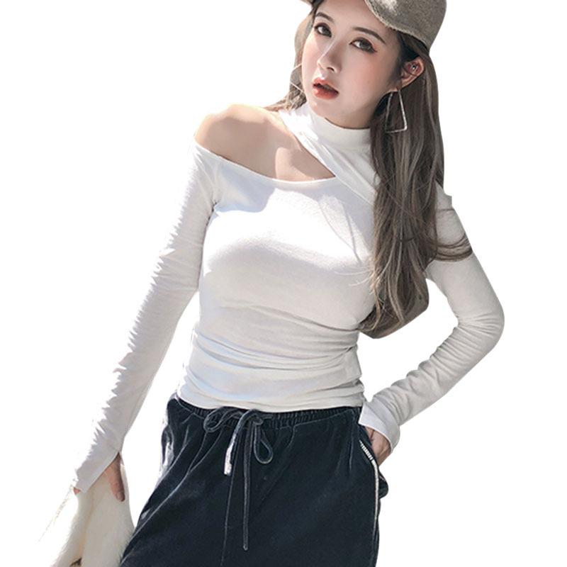 Женская футболка с открытыми плечами, сексуальный топ с длинным рукавом, женские топы на лето, женская облегающая одежда