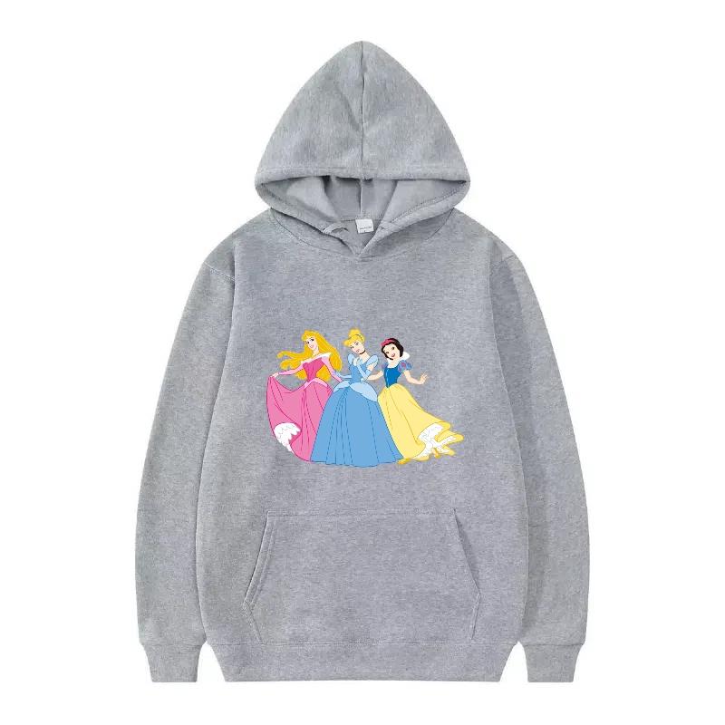 Disney Princess Pattern Woman Fashion Sporty Loose Black Spring Tops Clothes Pullovers Ladies Cheap Y2k Hoodies Men Sweatshirts