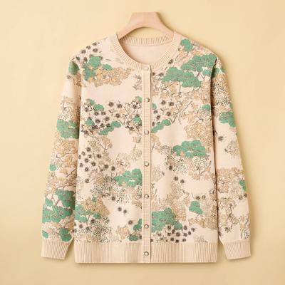 Принтованные топы для женщин среднего и пожилого возраста, рубашки с длинным рукавом для женщин среднего возраста 0 лет после родов, новая весенне-осенняя одежда