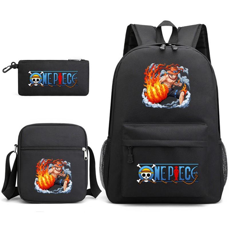 One Piece Anime Backpack Kids School Use Large Capacity Oxford Fabric Dual Shoulder Bag With Padded Straps