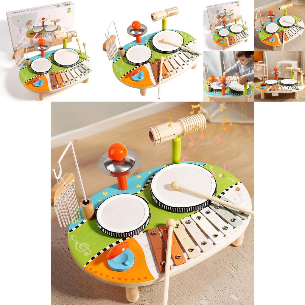 Деревянная многофункциональная барабанная музыкальная станция для детей, развивающая игрушка, декор игровой комнаты