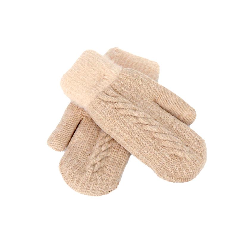 1Pair Cute Fashion Knit Mittens Winter Warm Plus Velvet Soft Thicken Cycling Mittens