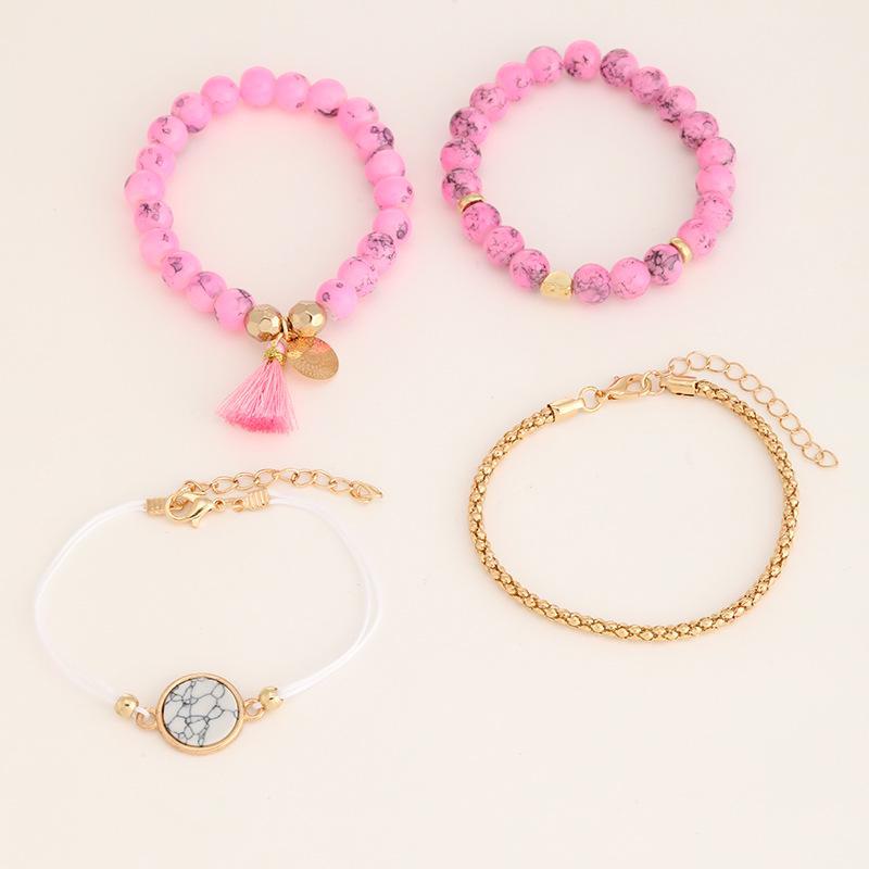 Новый комплект браслетов с бирюзовыми кисточками и дисками - Европейская и американская мода (4 шт)