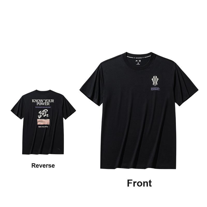 Anta Kyrie Series Basketball Comfortable Casual Simple Round Neck Pullover Loose Short Sleeve T-Shirt Unisex Tops Basic-Black 172531111-4