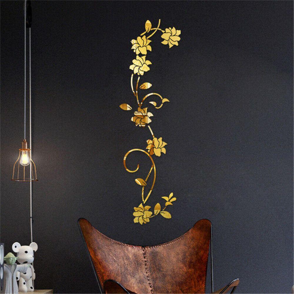 Home Room Decor DIY 3D Mirror Wall Stickers Mural Flower Shape Decal