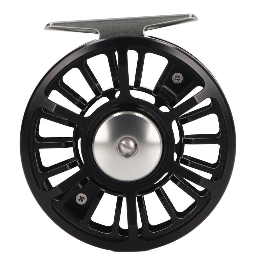 Черная 5 6 Катушка для нахлыста из алюминиевого сплава с кнопкой сброса Катушка для нахлыстовой рыбалки с большой шпулей для пресной и соленой воды