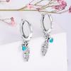 Серьги серебряного цвета, бирюзовые серьги-кольца с сердечками и перьями для женщин, модные серебряные серьги, ювелирные изделия Brincos